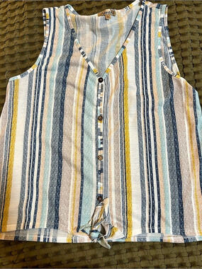 MIXIT Women's Striped Tank Top in Blue & Yellow